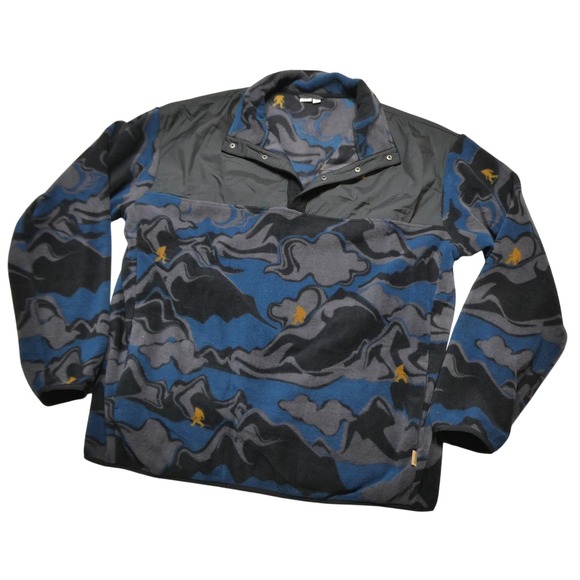 tentree Other - Tentree Jacket Mens XL Blue Camo Fleece Snap Anorak Pullover Bigfoot Outdoor